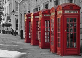 Obraz na szkle - Budki telefoniczne w Londynie (70x50 cm)