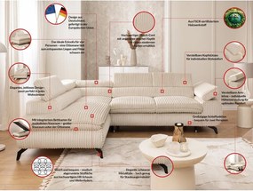 Beżowy sztruksowy narożnik (lewostronny/w kształcie litery L) Marbeya – Ropez