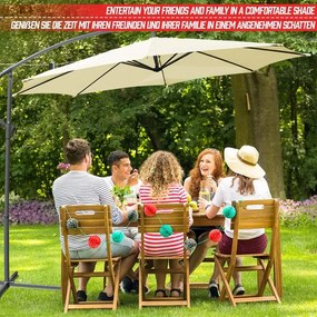 MIADOMODO parasol składany z uchwytem, 300 cm, beżowy