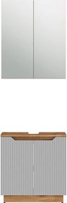 Zestaw mebli łazienkowych dąb/szary w paski 59.8x32x62.1 lotta