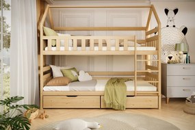 Łóżko piętrowe domek FELIKS 180x90 sosna lakierowana drewniane KOCOT KIDS