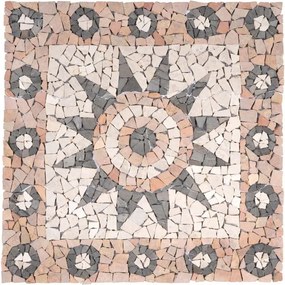 Mozaika marmurowa, motyw kwiatu, o wymiarach 90 x 90 cm.