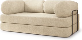 Masseno Sofa piankowa EIREN z funkcją spania, Kanapa z pianki do salonu, Bezmontażowa, Tkanina bucle – Kremowy QUELLE 02