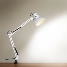 Biała lampa stołowa z elastyczną konstrukcją/z klipsem (wysokość 73,5 cm) Tajo – Trio
