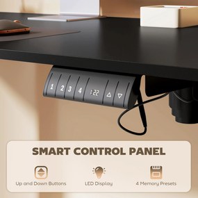 Vinsetto Biurko stojące, regulowane, komputerowe 140 cm x 70 cm x 116 cm, Czarne