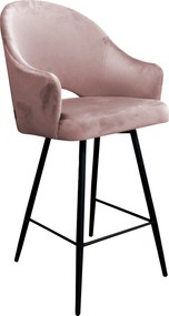 Hoker Velvet krzesło barowe tkanina Welur podstawa metalowa : Kolor nogi - Czarna stożek, Kolor tkaniny - VELVET - MG58, Typ siedziska - Siedzisko stałe