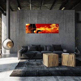 Obraz kobiety z płomieniami (170x50 cm)