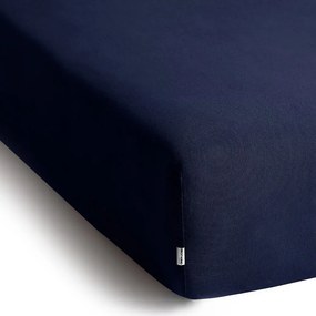 Ciemnoniebieskie dżersejowe prześcieradło z gumką 140x200 cm Amber – Restilo