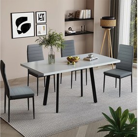 Stół jadalny biały/czarny 160x80x76 tisko