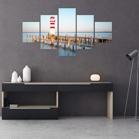 Obraz latarni morskiej o świcie (125x70 cm)