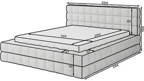 Białe tapicerowane łóżko dwuosobowe ze schowkiem ze stelażem 160x200 cm Dizzle – ELTAP