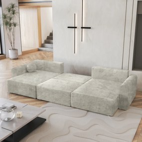 Masseno Narożnik FENTO z funkcją spania i pojemnikiem na pościel Narozniki U, Rozkładana sofa - Jasnoszary, TILIA 83