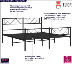 Czarne industrialne łóżko z metalu 140x200cm F4-S98