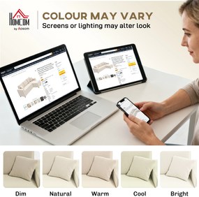 HOMCOM Narożnik 3-osobowy z Modułem Chaise Longue, Sofa do Salonu z Pokryciem Sztruksowym, 2 Dodatkowe Poduszki, Sofa Wypoczynkowa, Kremowy