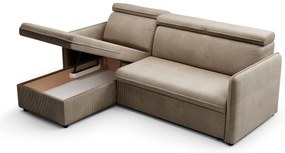 Narożnik z funkcją spania Barcelia Mini uniwersalny lewy/prawy - brązowy sztruks łatwoczyszczący Anafi 06