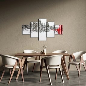 Obraz - Pociąg w zaśnieżonym krajobrazie (125x70 cm)