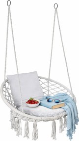 Szara huśtawka bocianie gniazdo z frędzlami S0-P85