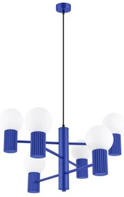 Żyrandol HALO 6 ultramaryna ryflowany SOLLUX  LIGHTING