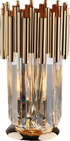 Lampa stołowa Ravel 1-punktowa z pozłacanego żelaza z kryształkami H.30 Ø16 BL268-LT-OR