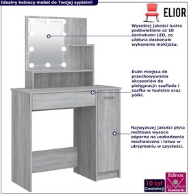 Toaletka kosmetyczna z lustrem LED szary dąb sonoma - Haleb 4X