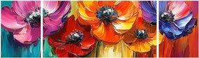 Obraz - Pięć kolorowych kwiatów (170x50 cm)