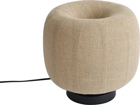 Lampa stołowa Japandi czarna z beżowym lnianym abażurem 27 cm - Nami
