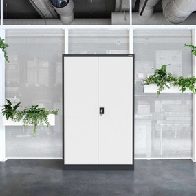 Szafa biurowa metalowa na akta antracytowo-biała JAN II, 1150 x 1850 x 400 mm