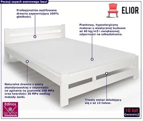 Białe drewniane małżeńskie łóżko z materacem 160x200 Kavo 4X