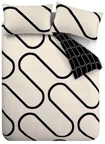 Czarna/beżowa pościel dwuosobowa 200x200 cm Linear Curve – Catherine Lansfield