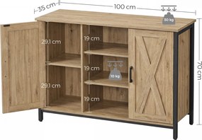Komoda loftowa dwudrzwiowa z półkami 100 cm Faro 015, dąb Artisan