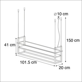 Przemysłowa lampa wisząca czarna ze stelażem 4-punktowa - Cage Rack Nowoczesny Oswietlenie wewnetrzne