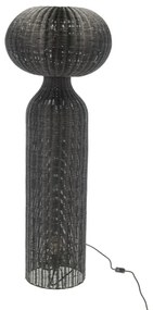 Czarna lampa stojąca z rattanowym kloszem (wysokość 130 cm) Werna – Villa Collection