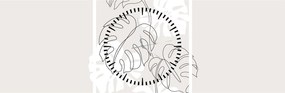 Obraz - Line art monstera N⁰3 (z zegarem) (90x30 cm)