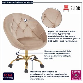 Beżowy fotel biurkowy welurowy  R0-C97