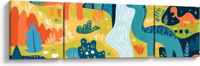 Obraz - Wesołe dinozaury (170x50 cm)