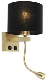 Lampa ścienna w stylu art deco złota z czarnym kloszem - Brescia ArtDeco Oswietlenie wewnetrzne