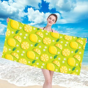 Ręcznik plażowy LEMONS 100x180 cm zielony, 100% mikrofibra