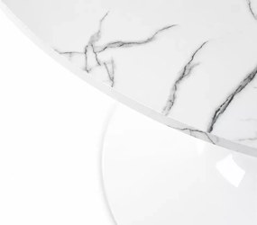 Stół okrągły Vejle 80 cm biały marmur – nowoczesny glamour, MDF, stalowa podstawa