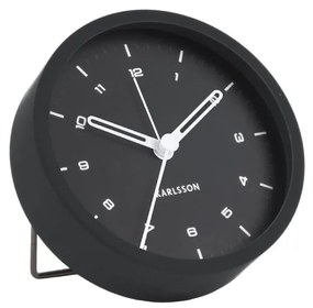 Czarny budzik Karlsson Tinge, ø 9 cm