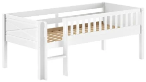 Białe podwyższone łóżko dziecięce z litego drewna sosnowego ze stelażem 90x200 cm Scott – Vipack