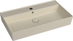 Umywalka ceramiczna nablatowa / wisząca beżowa z półką i otworem na baterie 80 x 45 cm LERA Ivory