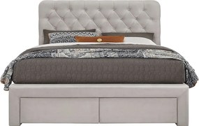 Łóżko beżowe tapicerowane z szufladami R3-Z28