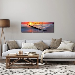 Obraz - Sunset, Baltic Sea, Poland (z zegarem) (90x30 cm)