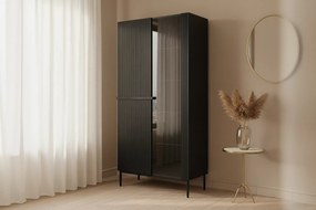 Witryna Nicole 100 cm z ryflowanym frontem - czarny mat