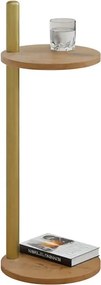 Stolik pomocniczy z metalowym stelażem dąb lancelot + złoty F3-H51
