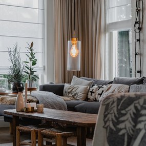 Lampa wisząca Art Deco złota ze szkłem - Laura ArtDeco Oswietlenie wewnetrzne