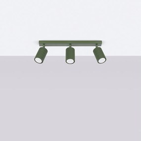 Lampa sufitowa minimalistyczny Gloow, aluminium - 3 źródło światła 4000K - L.45 x H.16.5 cm - zielony oliwkowy