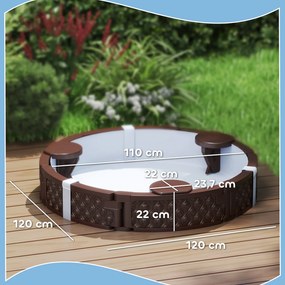 AIYAPLAY Piaskownica, Okrągła piaskownica dla do 3 dzieci, z 3 siedzeniami, wodoszczelna podkładka, plandeka, 300 kg piasku