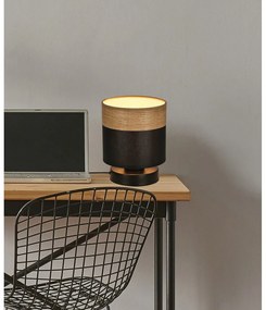 Czarna lampa stołowa z tekstylnym kloszem (wys. 18 cm) Porto – Candellux Lighting