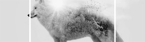 Obraz - Wilk arktyczny odzwierciedla dziki krajobraz (170x50 cm)
